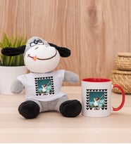 Kişiye Özel Kalp Detaylı Fotoğraflı  Peluş Eşek ve Kırmızı Kupa
