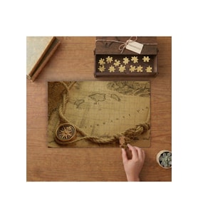 Eski Harita - Pusula - Halat Tasarımı 240 parça Ahşap Puzzle Ahşap Kutuda MP03409