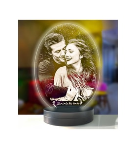 Oval LED Gece Lambası, Şık ve Hediye Seçeneği, Beyaz Tasarım (Krem)