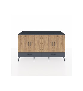 Kronos Konsol 6 Raflı 2 Çekmeceli 4 Kapaklı 176x59x99 Antrasit-Çam/Antrasit
