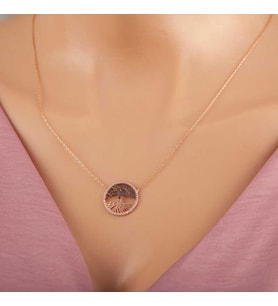 925 Ayar Gümüş Rose Hayat Ağacı Kadın Kolye