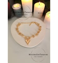 Kalpli tiffany bileklik, kalpli bileklik ,Tifany bileklik ,gold bileklik, Çelik zincir bileklik, Hediye bileklik, Sevgiliye hediye