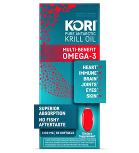 Kori Krill Oil Omega 3 Antarctic Krill Oil with Superior Absorption vs Fish Oil, Krill Oil 1200mg Softgels, 30 Softgels, EPA & DHA.ABDE MENŞEİ.47.