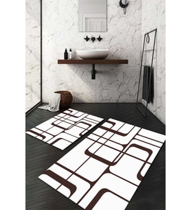 Dijital Baskılı Kaymaz Taban Yıkanabilir 2'li Klozet Takımı Banyo Paspası NDKZ-HT-1084 (Beyaz)
