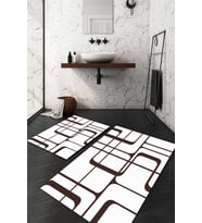 Dijital Baskılı Kaymaz Taban Yıkanabilir 2'li Klozet Takımı Banyo Paspası NDKZ-HT-1084 (Beyaz)