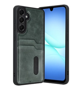 Galaxy A57 5G Sara Kartvizitli Deri Kılıf - Yeşil