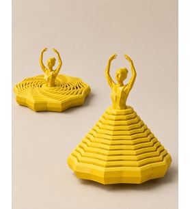 3D Baskı Balerin Figürlü Fidget Oyuncak - Hareketli Optik İllüzyon Masa Dekoru-Sarı