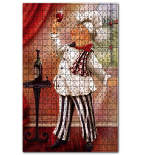 Cakapuzzle Şarap Tadan Aşçı Figürü Görseli Puzzle Yapboz MDF (Ahşap) (120 Parça)