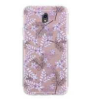 Samsung Galaxy J7 Pro  Kamera Korumalı Kapak Floral Lila Tasarımlı  Şeffaf  Kılıf