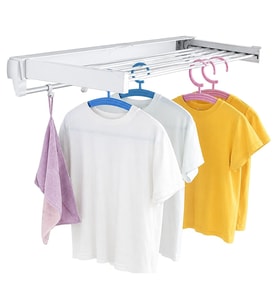 Sunup SN-37717 Katlanabilir Çamaşır Askılığı Duvara Monte Gizli Balkon Akordeon Kurutma Beyaz