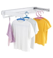 Sunup SN-37717 Katlanabilir Çamaşır Askılığı Duvara Monte Gizli Balkon Akordeon Kurutma Beyaz