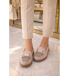 Kadın Süet Tokalı Loafer