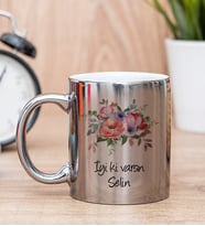 Kişiye Özel Çiçek Buketi İsimli Silver Kupa Bardak