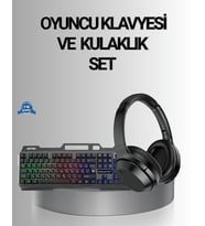 Işıklı Oyuncu Klye Mouse ve Bluetooth Kulaklık Seti Türkçe Q USB