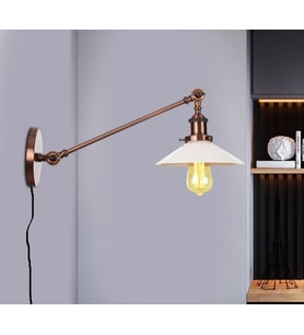 MYLİGHTS  BAKIR ESKİTME KABLOLU FİŞLİ ANAHTARLI  DUVAR APLİK OKUMA LAMBASI