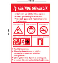 Metal İş Yerinde Güvenlik 15 Cm x 20 Cm Uyarı Levhası Yönlendirme Tabelası