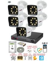 FURY 5 Kameralı 5mp Lens 1080p 2mp Color Görüntü 8 Warm Led Gece Görüş FullHd Güvenlik Kamerası 5525W 1TB