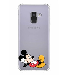 Samsung Galaxy A8 2018 Uyumlu Köşe Korumalı Antişok Kapak Mickey Mouse Tasarımlı Şeffaf Kılıf