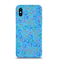Apple iPhone XS Uyumlu Lansman Kılıf Hello Kitty Tasarımlı İçi Kadife Kapak-Mavi (Şeffaf)