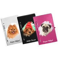 Kişiye Özel Köpek Tasarımlı Üçlü Defter Kalem Hediye Seti