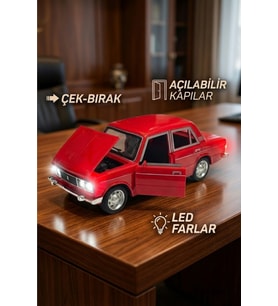 Lada Vaz 2107 Model Araba 1:24 Ölçek (18cm) Sesli Işıklı Çek Bırak Kırmızı