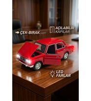 Lada Vaz 2107 Model Araba 1:24 Ölçek (18cm) Sesli Işıklı Çek Bırak Kırmızı