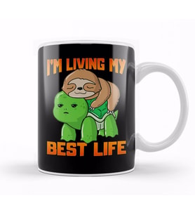 Sloth & Turtle I'm Living My Best Life Adorable Kupa Bardak Porselen