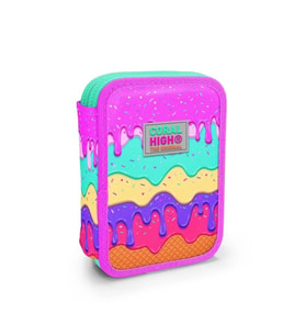 CORAL HIGH KIDS 11131 PEMBE RENGARENK DONDURMA DESENLİ ÇİFT KATLI KALEM ÇANTASI