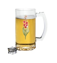 Çiçek Baskılı Bira Bardağı - Bira Bardak (Şeffaf)