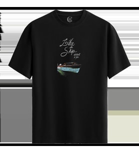 Ship Without Sail %100 Pamuklu Erkek Siyah Tişört - Premium Quality