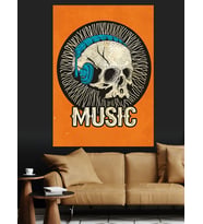 Turuncu Müzik Rock Posteri Dekoratif Kanvas - Mdf Ahşap Tablo