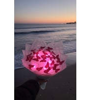 Pembe LED Işıklı Kelebek Buketi  Sevgiliye Özel