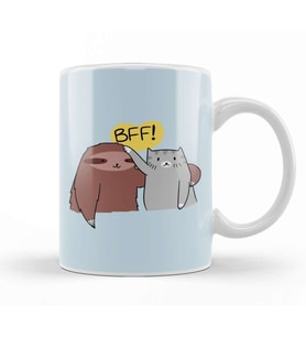 Bff Sloth And Cat Kedi Kupa Bardak Porselen