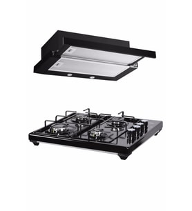Luxell Siyah Aspiratörlü Set Üstü Ocaklı Takım (Ds6-905  Aspiratör + Lx-420f  Ocak)