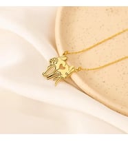 Minnie Mickey Mouse Kalp El Tasarım Çift Harf Kolye 925K Gümüş (Gold)