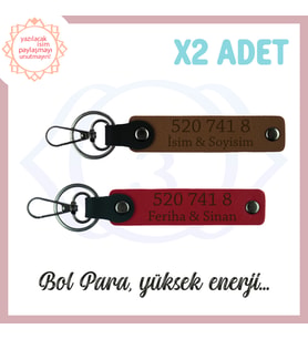 Açık Kahve-Kırmızı, İsme Özel Hediyelik Manevi Güç, 520 741 8 Sayılı Başarı ve Huzur 2'li Anahtarlık (Çok Renkli)