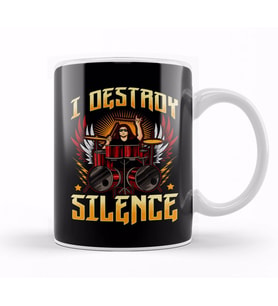 Funny I Destroy Silence Drummer Awesome Drumming Kupa Bardak Porselen