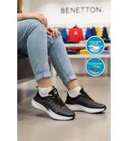 United Colors Of Benetton Siyah Beyaz Fileli Hafif Esnek Kadın Spor Ayakkabı BNI-11441 G