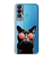 PrintiFy Teco Pova Neo ile Uyumlu 1mm Slim Fit Kedi 3 050d Baskılı Şeffaf  Kılıf