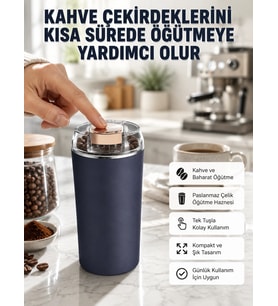 Kahve Ve Baharat Öğütücü Kolay Temizlenebilir Paslanmaz Çelik Taşınabilir