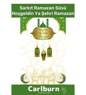 Premium Osmanlı Motifli Manevi 4 Parça Motifli Sarkıt Ramazan Süsü Yeşil Hoşgeldin Ya Şehri Ramazan