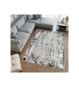 Rovigo Home Dijital Baskı Yıkanabilir Kaymaz Taban Salon Halısı RVG0553 (Gri)
