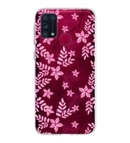 Samsung Galaxy M31 Kapak Floral Pembe Tasarımlı Şeffaf Silikon Kılıf