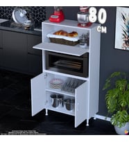 Eliusta Rona 80 cm Çok Amaçlı Mutfak Kiler Dolabı Raflı Mikrodalga Fırın Standı Banyo Dolabı 80x150x32 cm