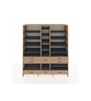 Kronos Dolap 19 Raflı 8 Çekmeceli  220x59x243 Çam-Antrasit/Çam