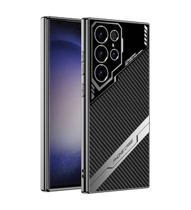 Galaxy S23 Ultra Kılıf Kamera Korumalı Karbon Tasarım Ultra İnce Kapak (Siyah)