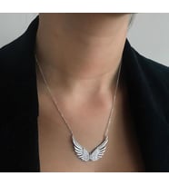 Rodium Kaplama Kanat Gümüş Kolye (Karışık)