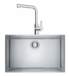 Franke Maris Mrx 110-70 Tek Gözlü Eviye + LİNA L Krom Spiralli Mutfak Eviye Batarya Seti (Krom)