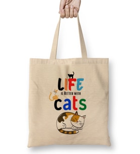 Funny Cat Lover Gifts For Women Men Kids Bez Çanta Uzun Saplı