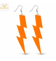 80’ler 90&amp;#39;lar Retro Neon Turuncu Şimşek Küpe 10 cm